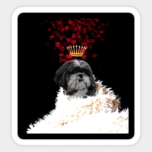 Shi Tzu with a crown of hearts, puppy love Sticker